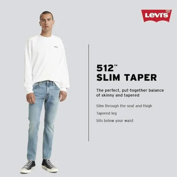 Levi's 512 Slim Fit Taper Jeans Black Denim 30x30 - Picture 4 of 13